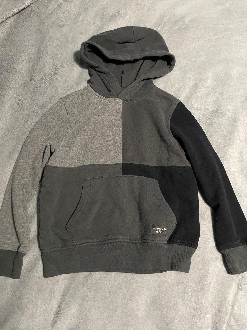 Abercrombie Kid’s Gray and Black Patchwork Hoodie